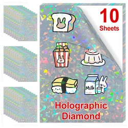 Waterproof Transparent Vinyl Sticker Paper - A4 Self-Adhesive Sheets for Inkjet Printing (10-Pack) (Diamond)