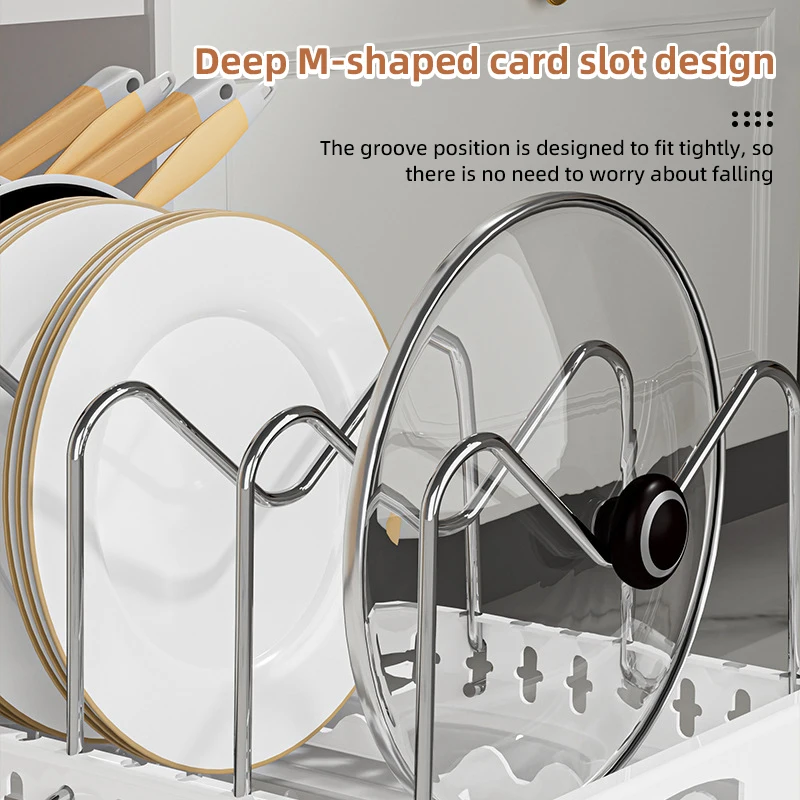 Pull Out Pot Lid Holder Kitchen Pots and Pans Organizer Under Cabinet Slide Out Pot Pan Organizer Rack Sliding Dish Drying Shelf 3