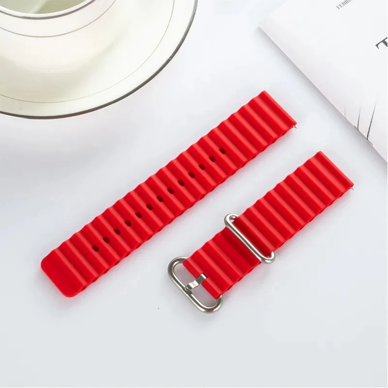 Silicone Sport Bracelet Band with Ocean Loop Design, 22mm Width