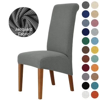 High Back & Universal High Elasticity Chair Cover Jacquard M XL Size Chair Covers Dining Room Kitchen Office Home Corn Flannel 1