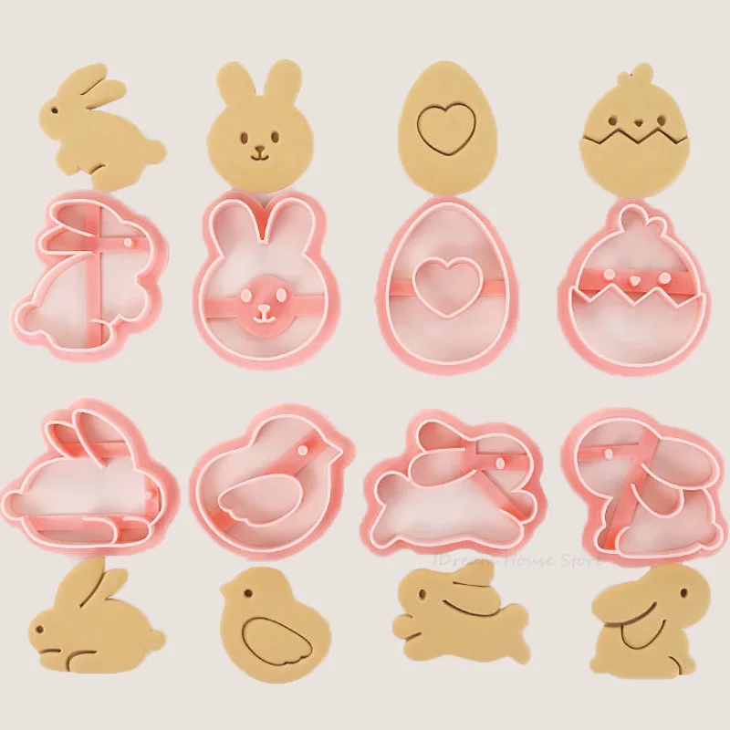 Cookie cutter 8Pcs Cartoon Easter Bunny Cookie Mould Rabbit Chick Eggs Animal Pattern Biscuit Cutter Cake Decorating Baking Molds