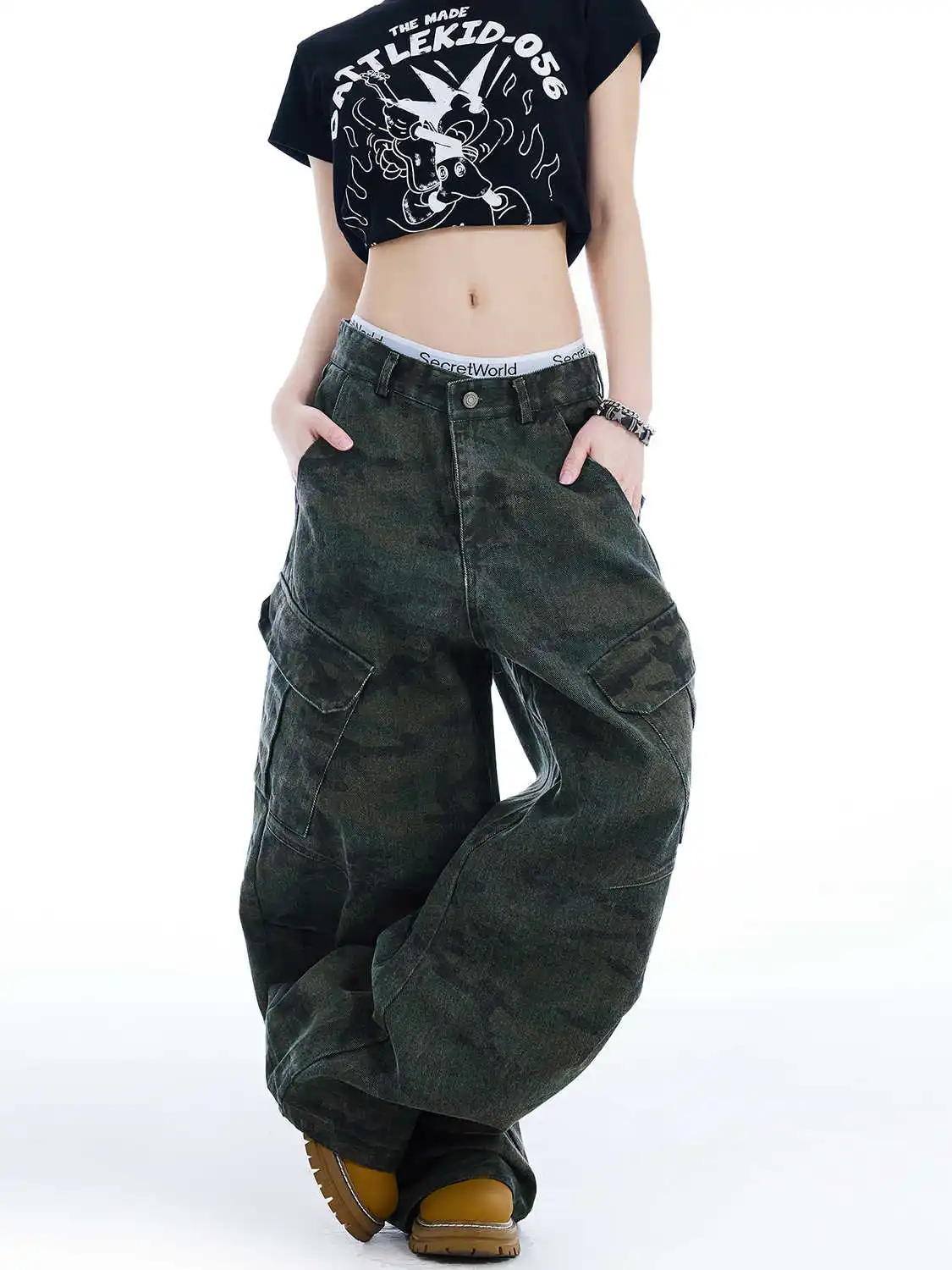 Women Baggy Y2k Camouflage Cargo Jeans Harajuku Vintage