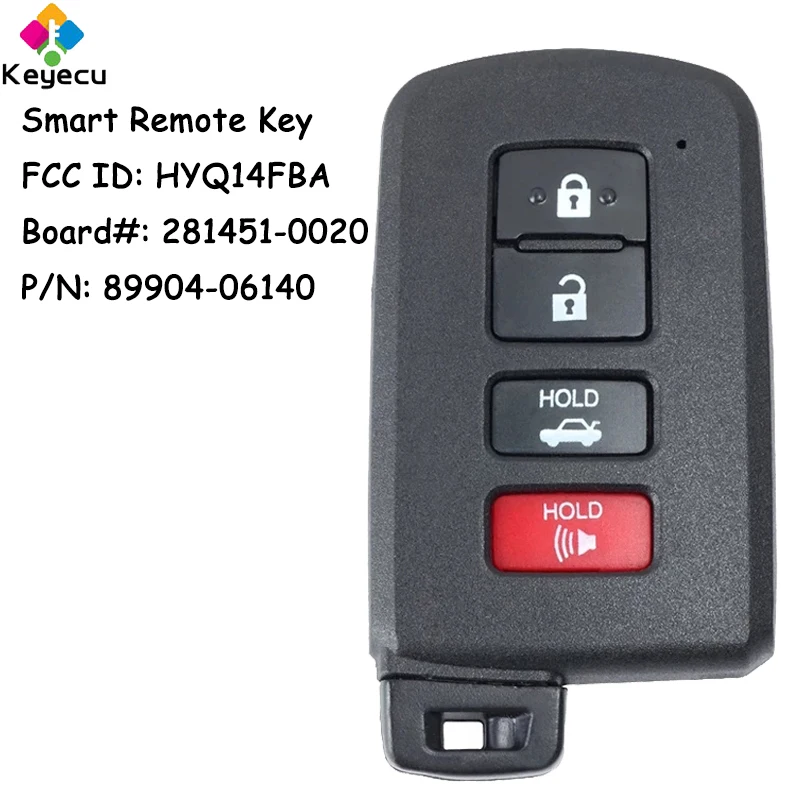 

KEYECU Smart Remote Car Key With 4 Buttons for Toyota Avalon Camry Hybrid Corolla LE SE XSE XLE Fob FCC ID: HYQ14FBA 281451-0020