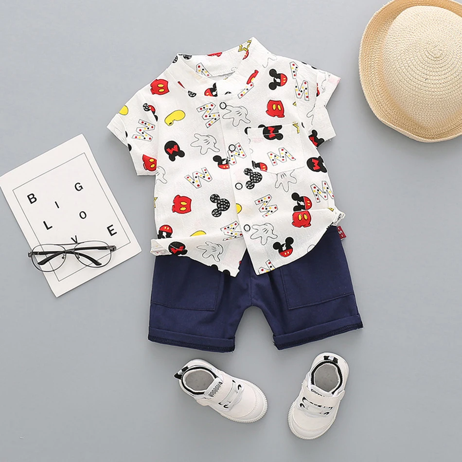 baby dress set for girl Kids Toddler Boys Baby Girls Floral Print Top + Shorts Suit Clothes Fashion Cartoon Mickey Shirt Summer 2 Piece Suit Clothes Baby Clothing Set