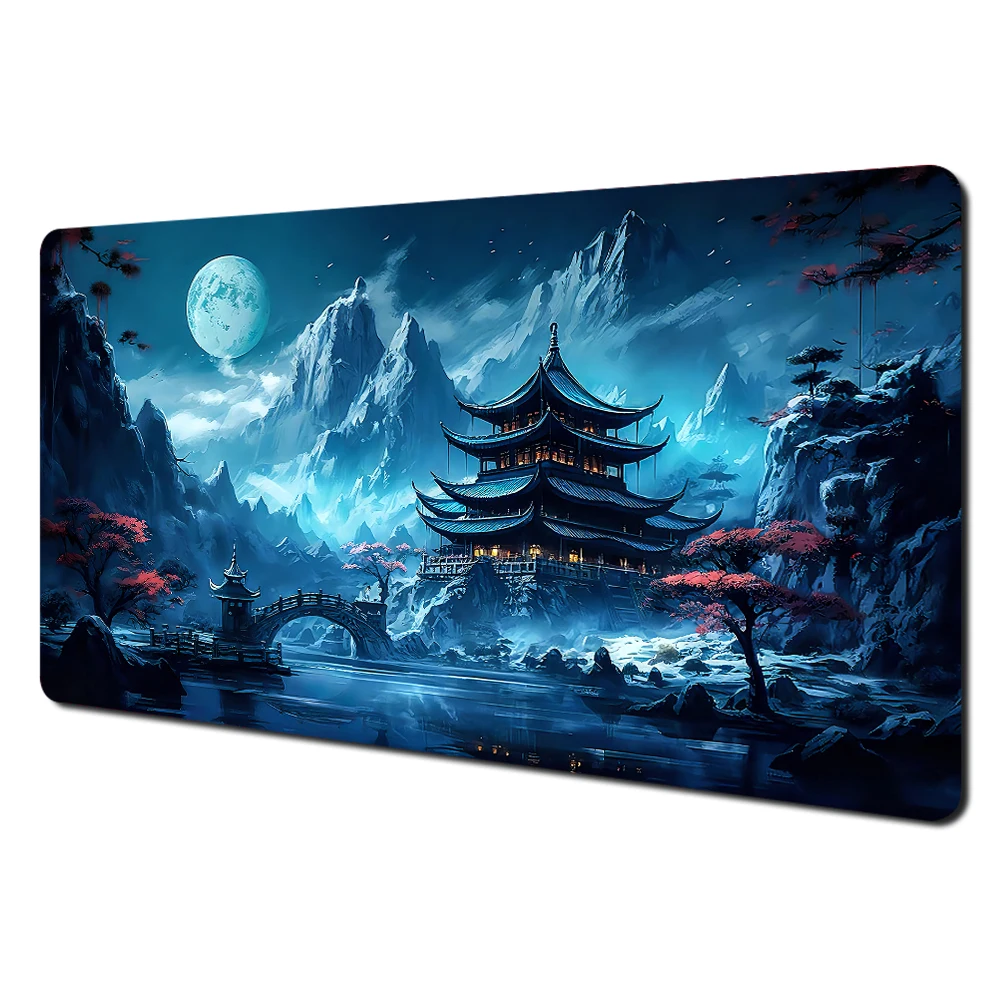 Large Red and Black Art Landscape Mouse Pad - Anti-Slip Durable Desk Mat