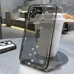 Charming Black Cat Paw Print Soft Silicone Phone Case - Clear Edition - iPhone 15 Pro (Style 1)