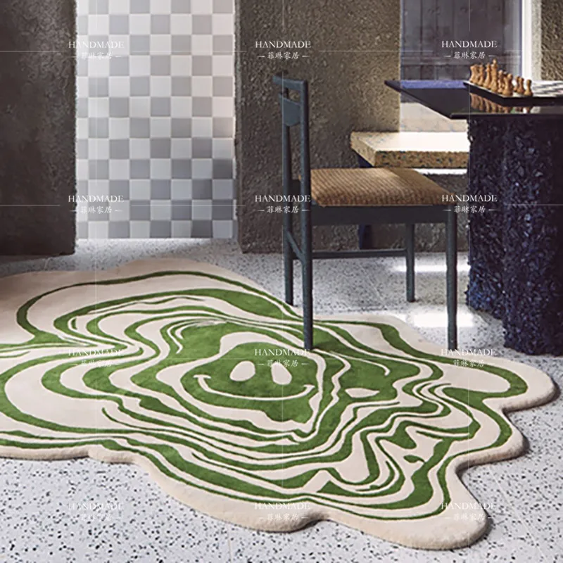 

Ins Nordic luxury living room coffee table bedroom irregular household bedside blanket American poke embroidered handmade carpet