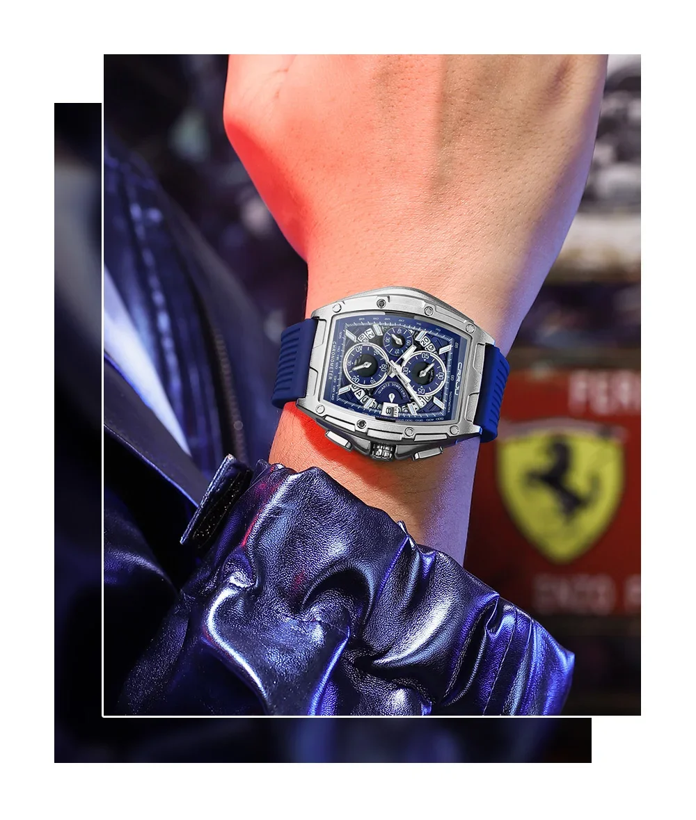 Top Brand Men's Watches Luxury Square Quartz Wristwatch Waterproof Luminous Chro