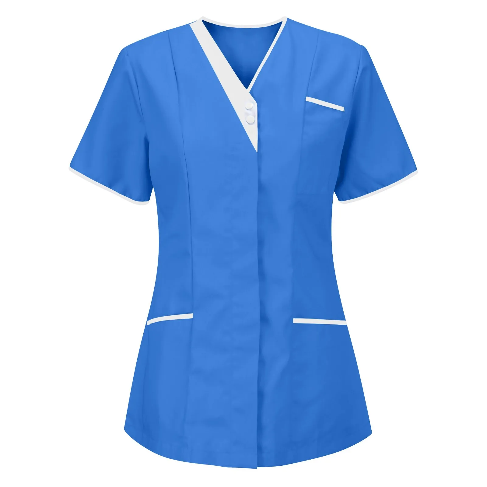 Nurse Scrubs Top Womens Short Sleeve Pocket Overalls Nursing Workwear Tunic