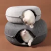 Interactive Round Cat Tunnel Donut Nest Felt Kittens Bed House Scratcher Sleeping Cushion Pet Toy for Cats 2