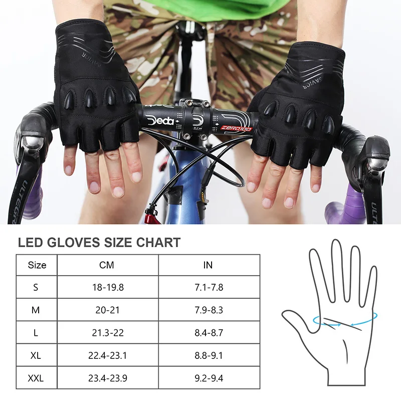 Cycling Gloves Fingerless Gloves Fishing Gloves Savior LED Flashlight Fishing Gloves Luminous Breathable Half Finger Summer Fingerless MTB Mountain Cycling Bicycle Gloves Men