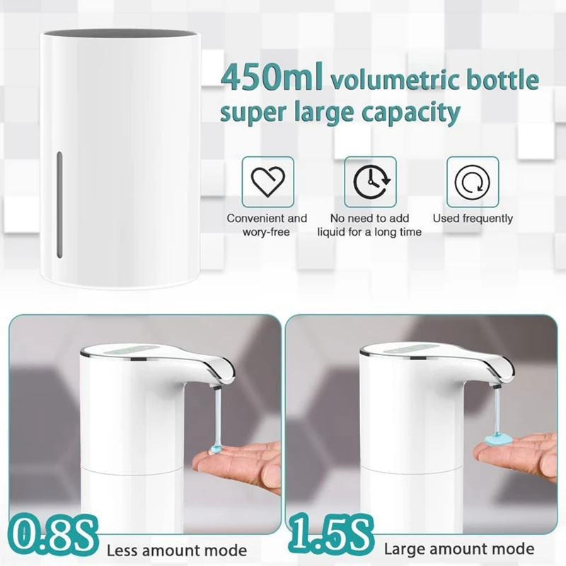 Soap Dispenser Automatic - Touchless USB Rechargeable Electric Liquid Soap Dispenser Waterproof Adjustable Volume 450Ml 6