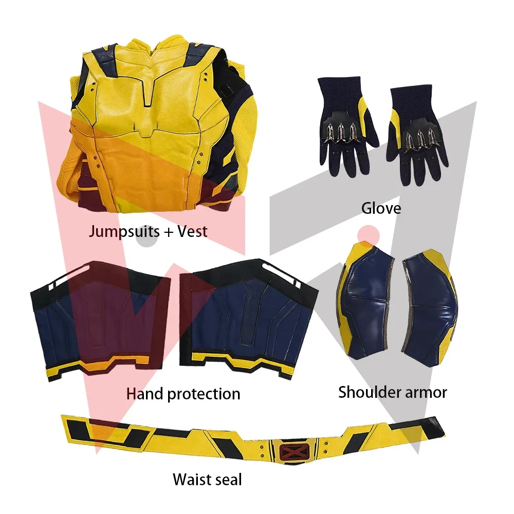 

New Movie Wolverine Cosplay Costume Jumpsuit Vest Gloves Belt Wolf Steel Claw Mask To Choose For Men Custom Made Party Game Set