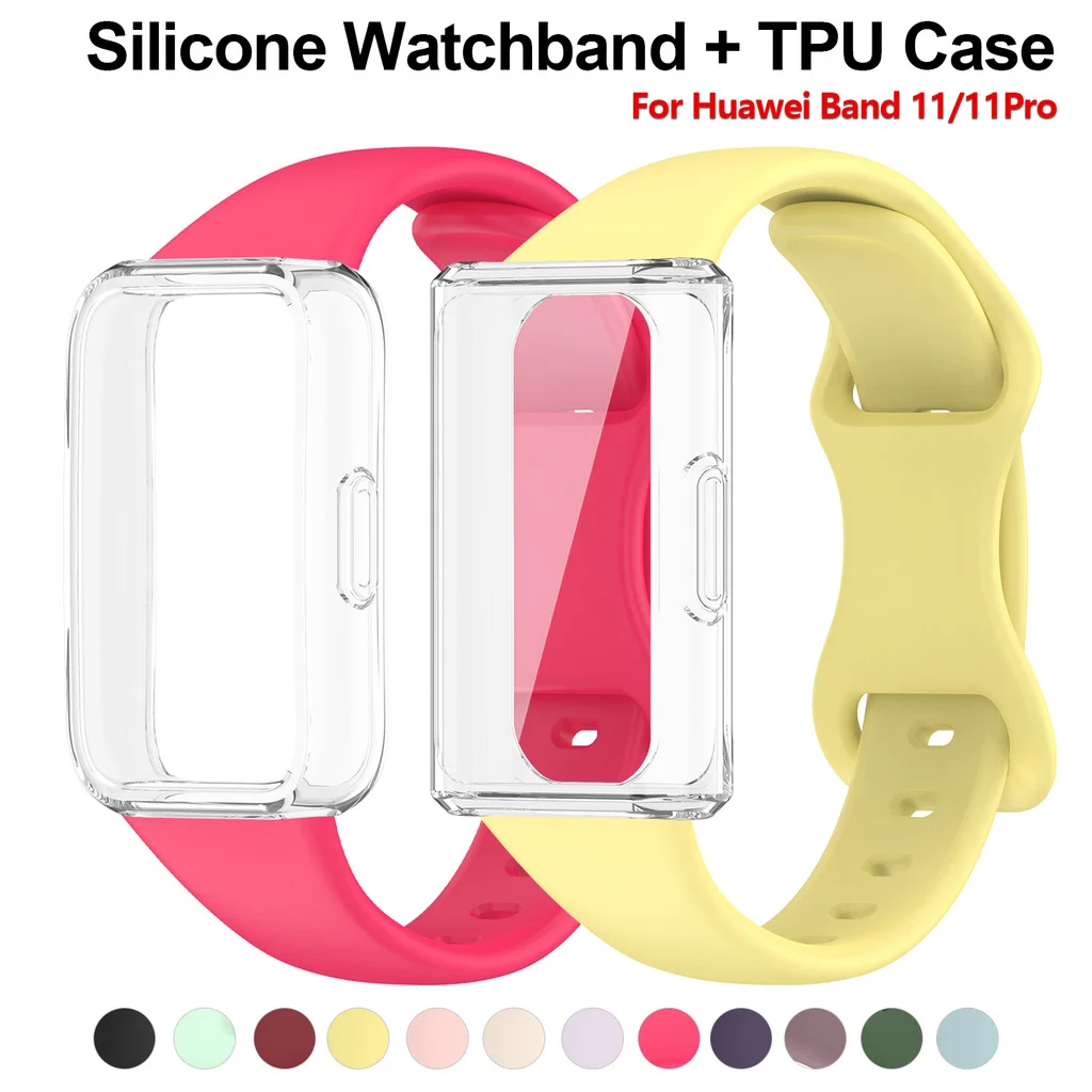Silicone Watchband with TPU Protective Case - Durable & Versatile Replacement Wristband Accessory