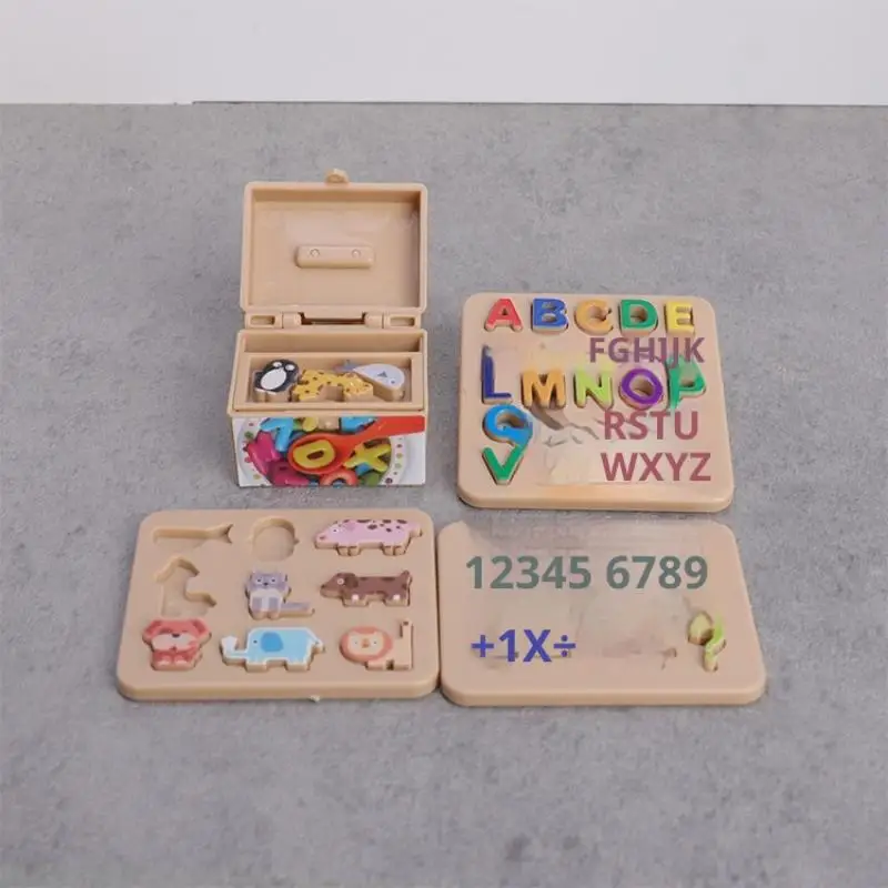 1 Set Miniatur-Simulationsmodell Puppenhaus Buchstaben-Zahlen-Block Puzzle Sortier-Mathe-Bausteine Kleine Ornament-Spielzeuge für Kinder