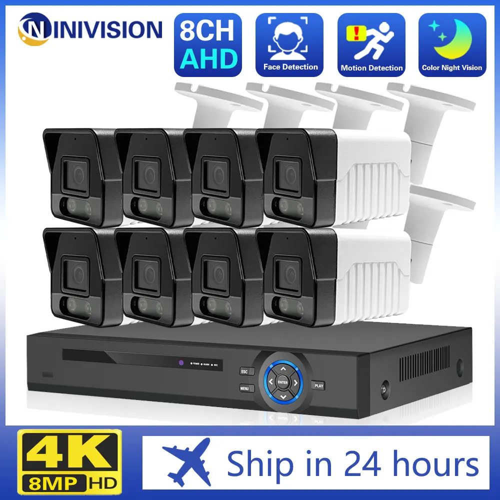 

4K 8CH HD Ultra Clear Footage CCTV Security System 6in1 H.265 DVR With 8MP Outdoor Color Night Weatherproof Home Video Kit P2P