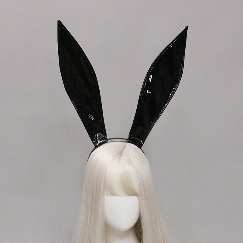Sexy PU Leather Bunny Ears Headband Rabbit Ear Hair Hoop Maid Hairbands Cute Girls Women Cosplay Accessories Party Props