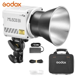 Godox ML60II Bi Led Lights Bowens Mount 2800-6500K Bi-Color LED Video Light with APP Control for Photo Indoors Outdoors Shooting