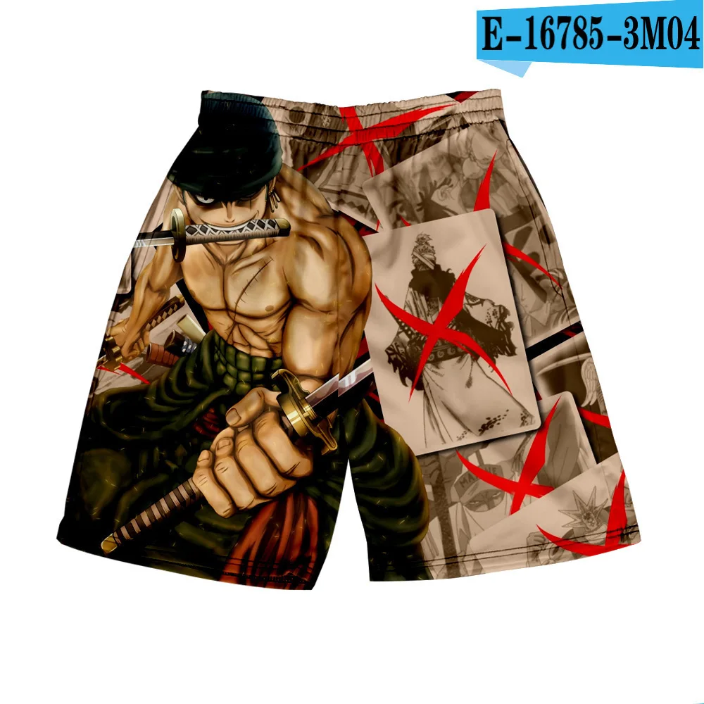 thumbnail image 1 of Pantalones cortos con estampado digital 3D de anime ONE Piece Monkey D Luffy Roronoa Zoro Ace Edward Newgate Kaidou, pantalones cortos casuales holgados para playa, 1 of 5