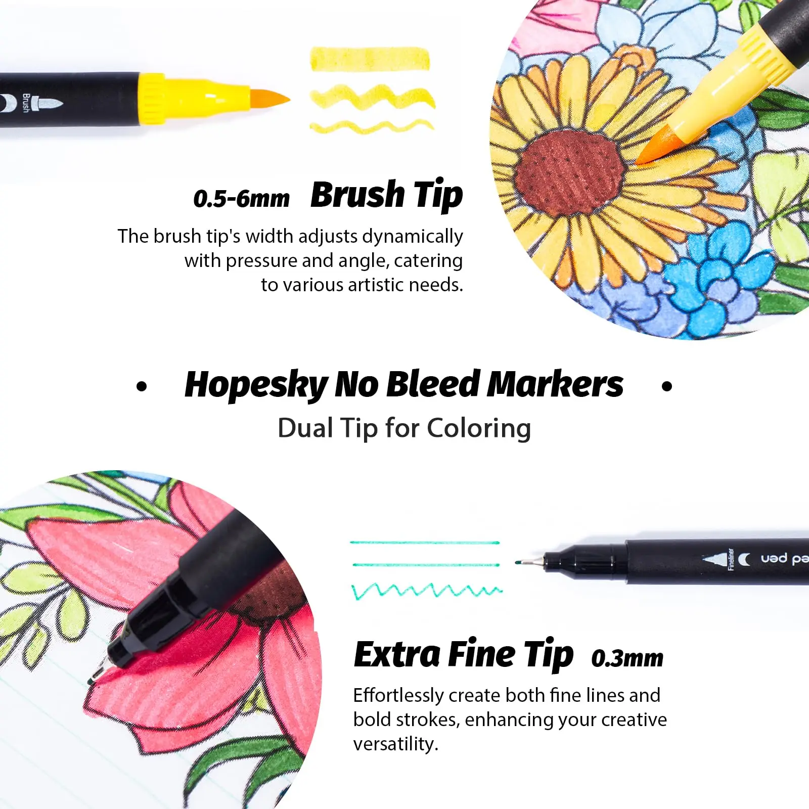 72 Colors Premium Dual Tip Art Markers Set with Foldable Case - Extra Fine & Brush Tips for Adult Artists Drawing, Painting view 3