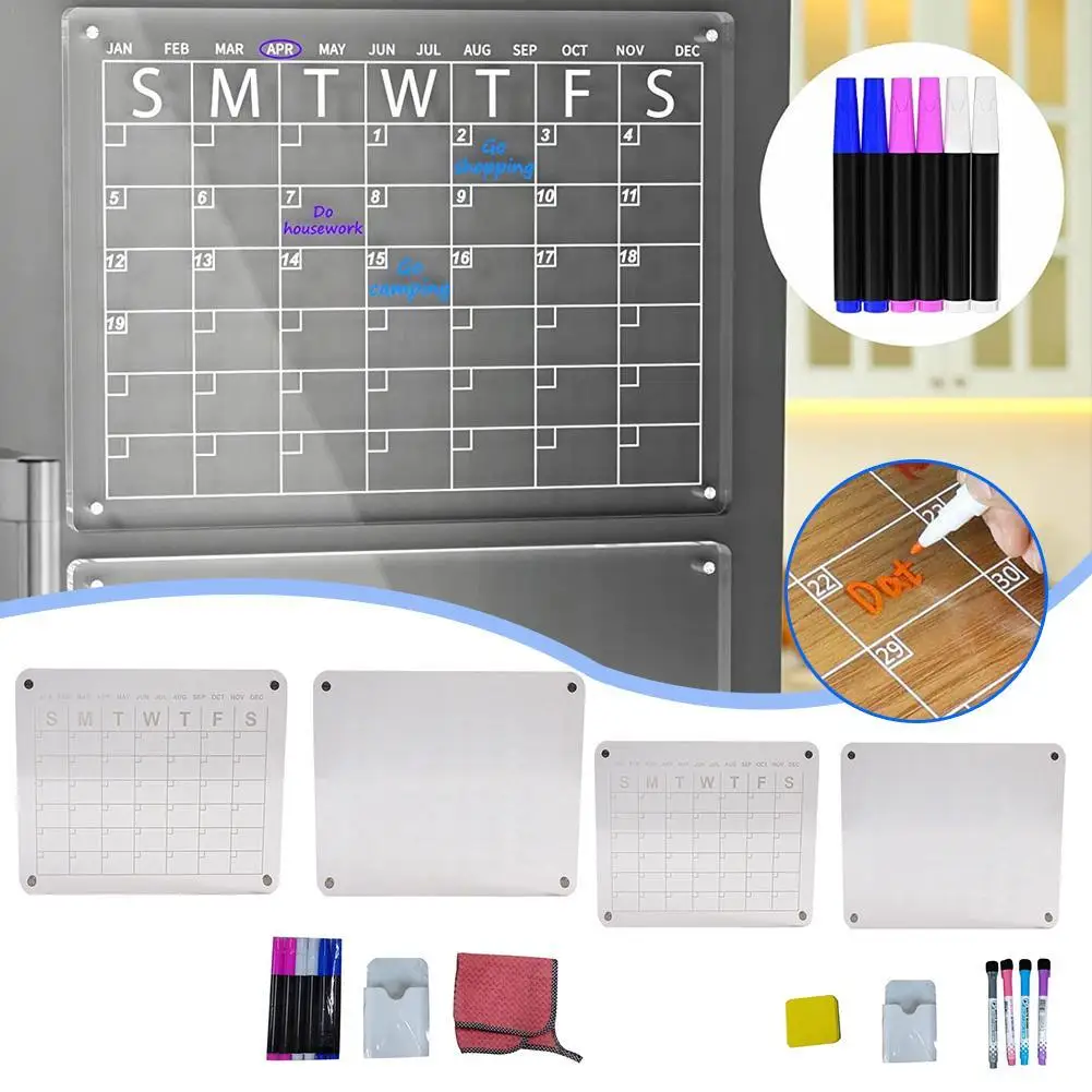 

Magnetic Acrylic Board for The Refrigerator Daily Weekly Monthly Planner Marker Board Dry Erase Magnetic Calendar Memo Board