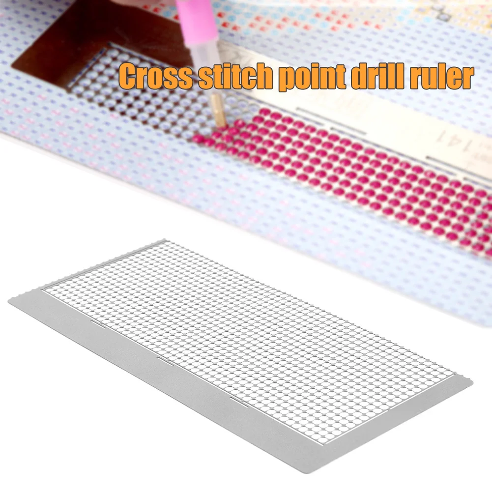5D Diamond Painting Ruler 1220 Holes Metal Diamond Mesh Ruler 155x70mm Round Drill Adjustment Fix Tool Practical for Art Crafts
