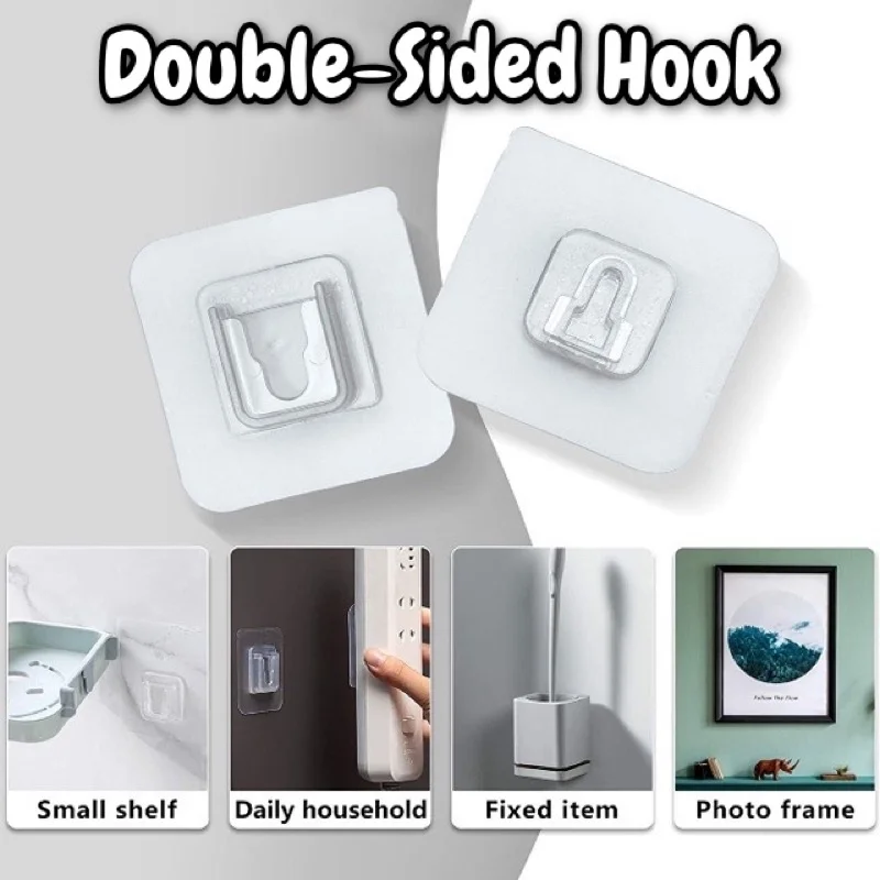 1/3/5/10 Pairs Multi-Purpose Hooks Double-sided Adhesive Wall Hooks  Waterproof Clothes Hats Towel Hooks Kitchen Bath Door Hooks