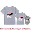 Disney Minnie Mouse Family Shirts Funny Mommy and Me Kids Tshirts Matching Baby Rompers Cotton Family Look Disney Trip Clothes 5