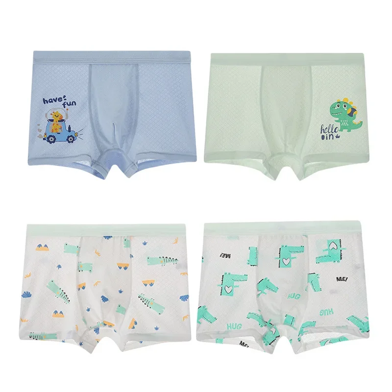 thumbnail image 1 of Calzoncillos tipo bóxer de seda de hielo para niños, de malla antibacteriana, de estilo fino, con cuatro esquinas, para verano, 1 of 5