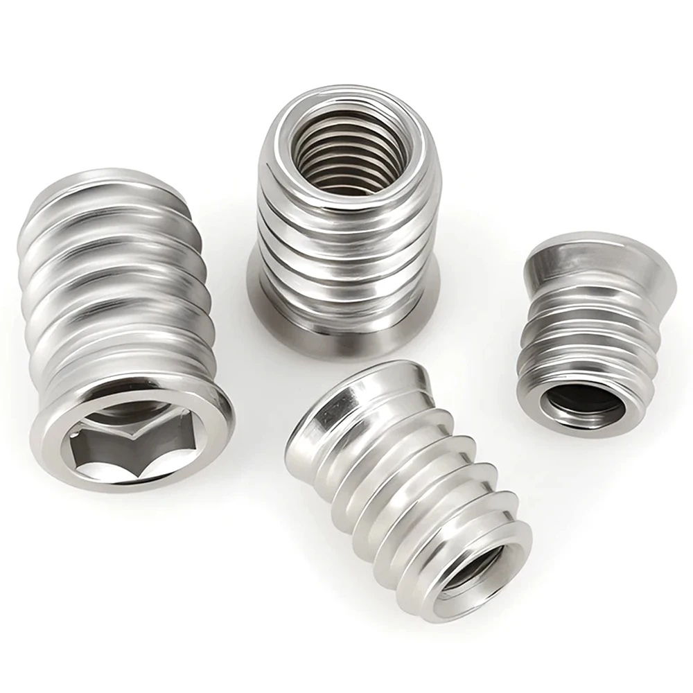 Pipe Fitting 304 Stainless Steel Hex Socket Embedded Insert Furniture Nut M4 M5 M6 M8 Woodworking Wood Insertnut Table Desk Chair Bed Nutsert