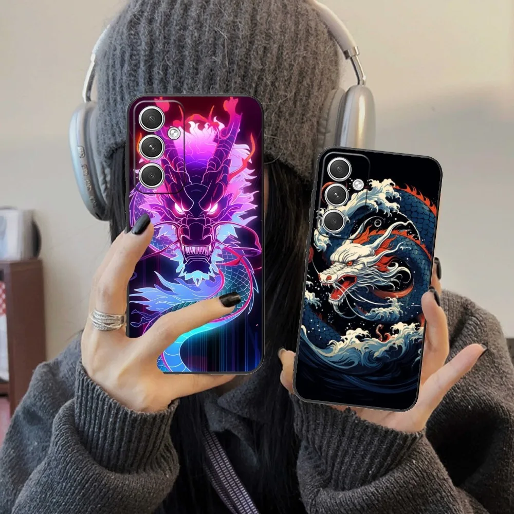 Chinese Dragons Mobile Cell Phone Case For Samsung Galaxy S24 S23 S22 S21 S20 S10 S9 Plus Fe Ultra Lite Black Phone Cover Funda