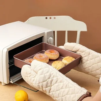 2PC oven gloves kitchen cooking and barbecue accessories cotton gloves microwave oven safety protection and burn prevention