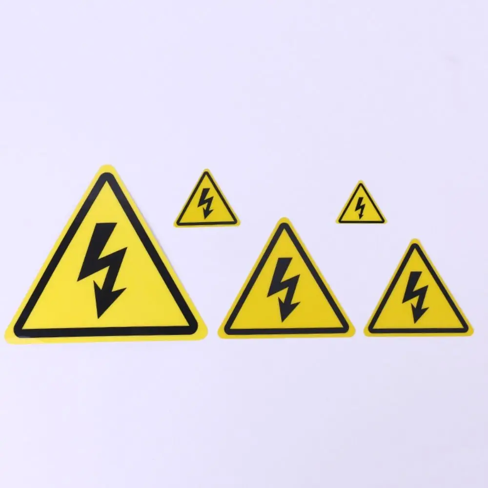 5Pcs PVC Warning Sticker Electrical Shock Hazard Adhesive Labels 3.6/5/8/10/15cm Yellow Danger Electric Box Notice Decal