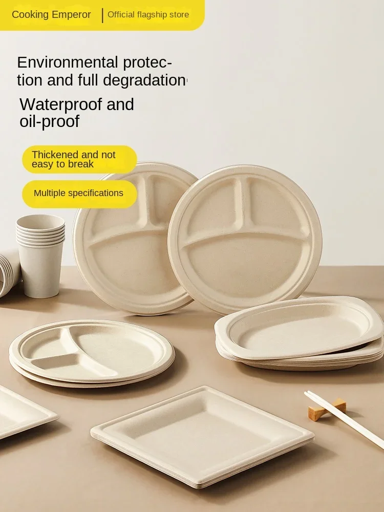 COOKER KING Disposable Service Plate Paper Pallet Thickened Environmental Protection Tableware Paper Plate Bowl Three-Grid Disc