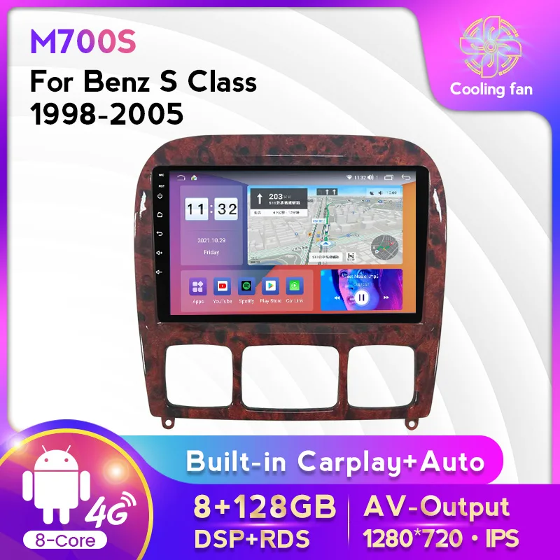

Android 11 Автомагнитола Мультимедиа Видеоплеер Стерео Для Mercedes Benz S-Class W220 1998-2005 GPS Навигация Встроенный Carplay+Auto RDS DSP