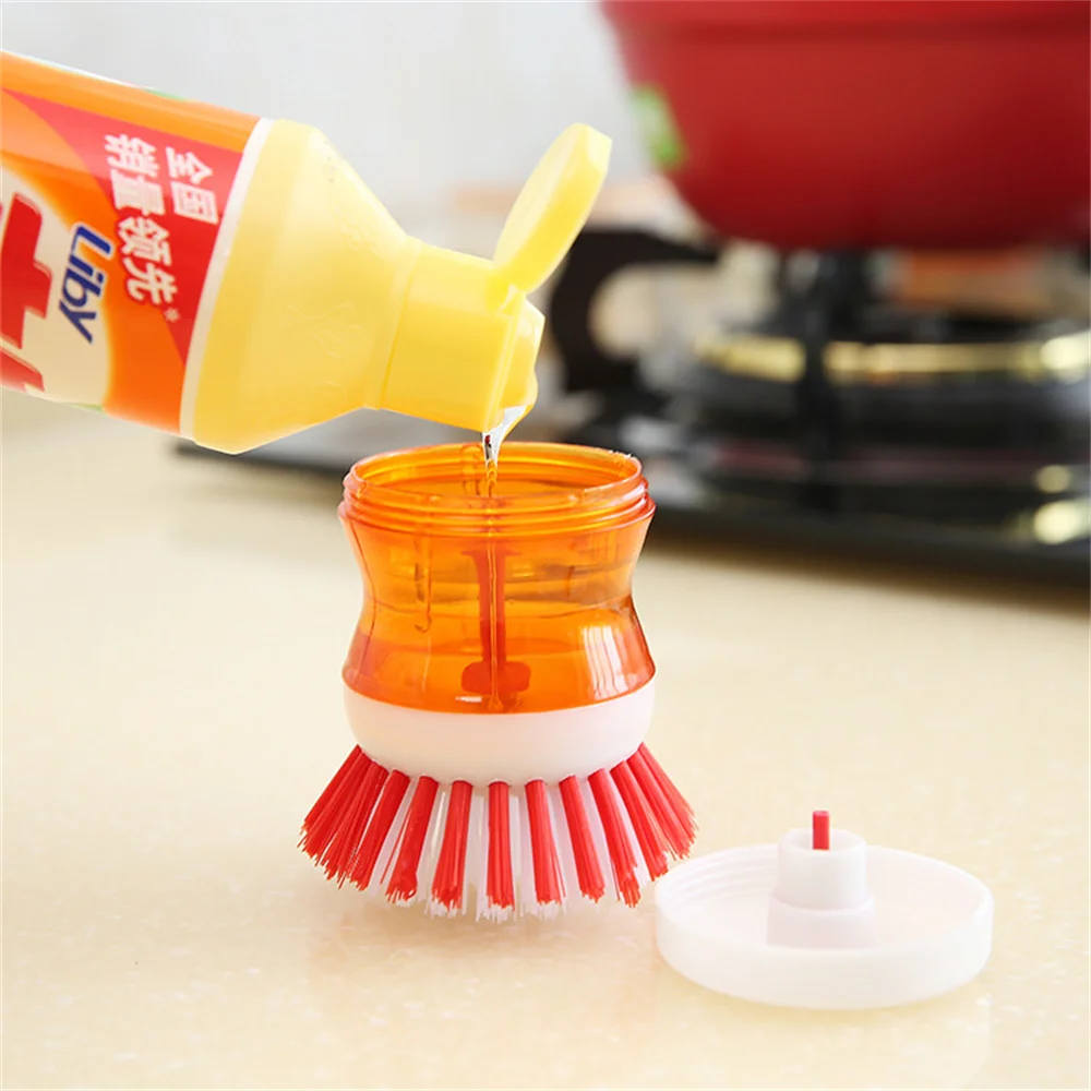 1pc Color Random Soap Dispensing Brush, Automatic Dish Scrubber,  Multi-purpose Kitchen Cleaning Tool