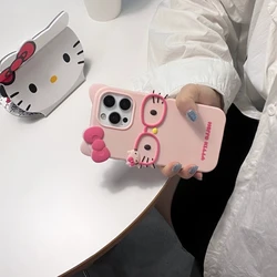 Charming KT Cat Glasses Silicone Soft Phone Case Cover - 6Plus or 6s Plus (YGKT - Pink)