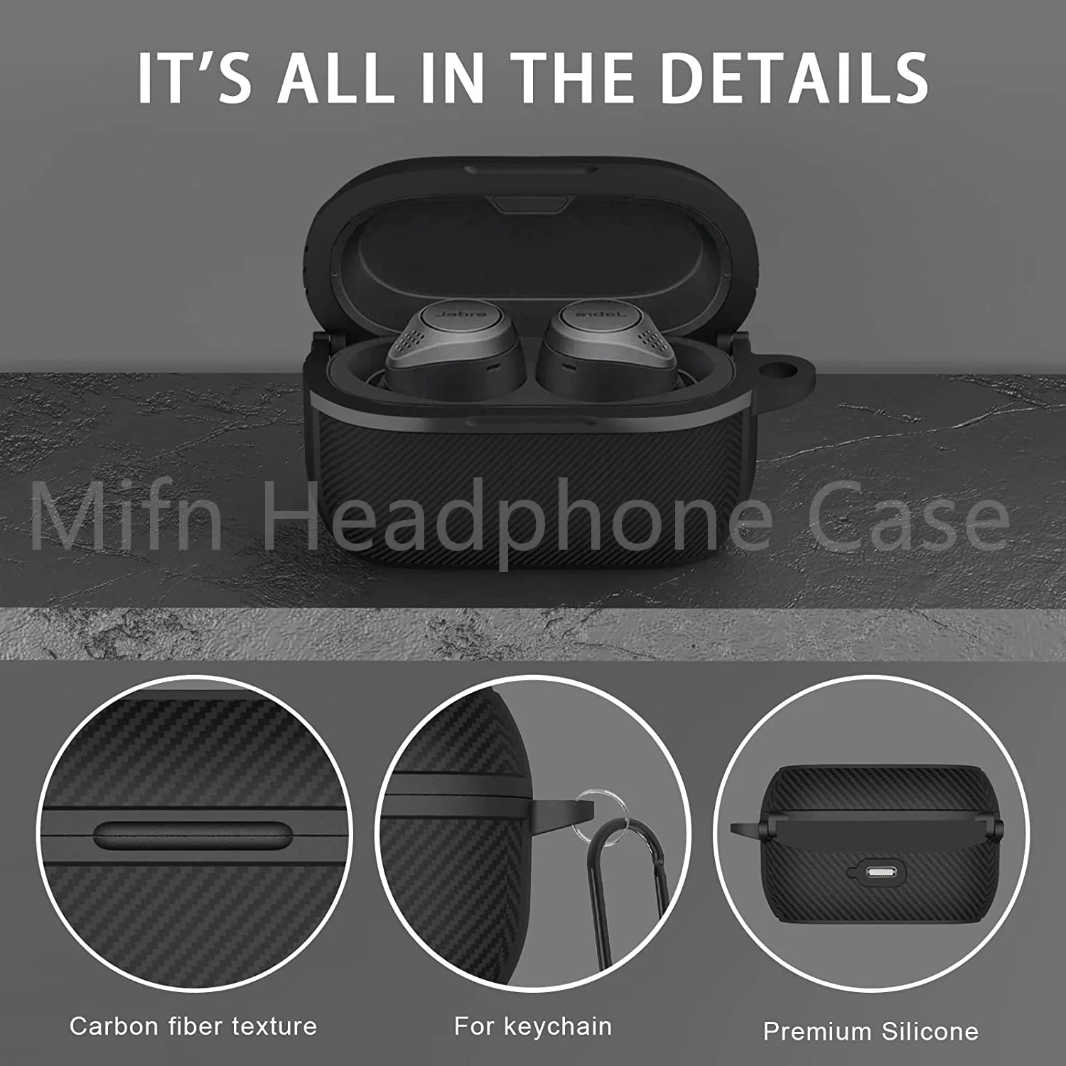 Custodia Di Lusso Per Jabra Elite Active 75T Con Moschettone Custodia Per Armatura Militare Forjabra Elite 7 Pro/Elite 7 Cover In Fibra Di Carbonio At