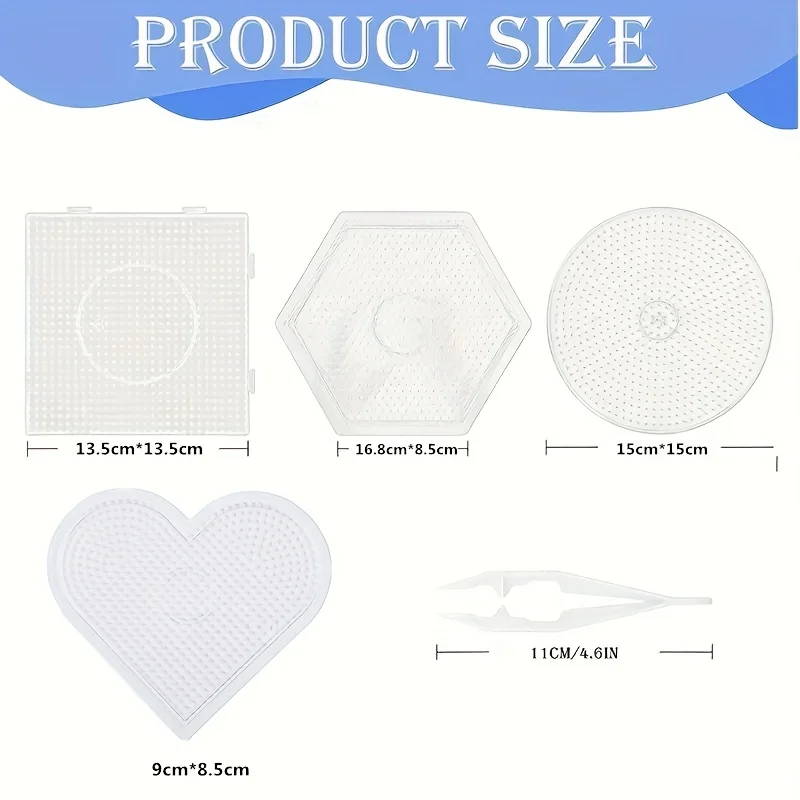 2.6mm Large Clear Plastic Fuse Boards Beads Pegboards Hama Beads Tweezers Creative DIY Jewelry Craft for Kids, craft toys,bead jewelry making kit