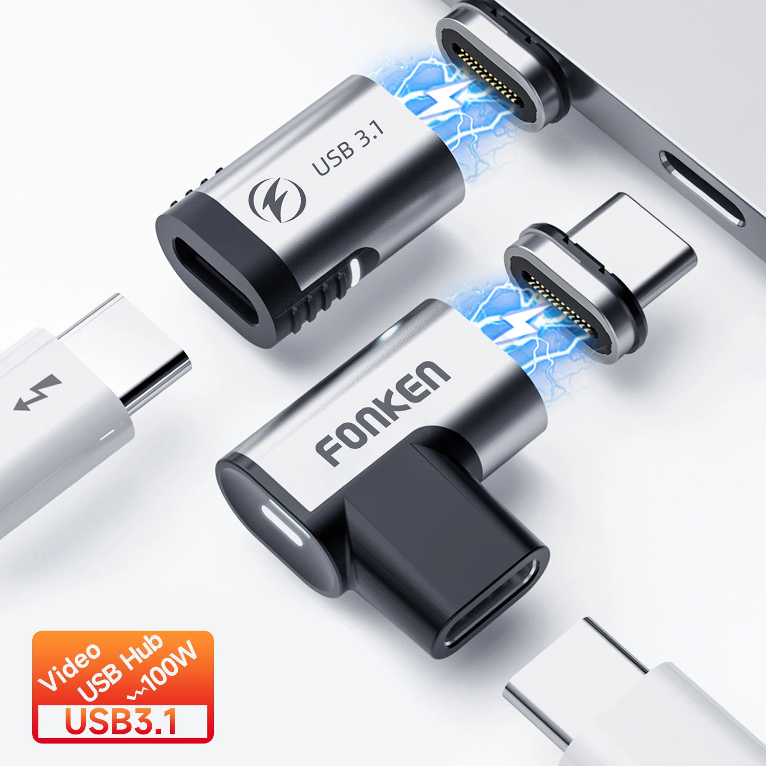 PD100W Magnetic Adapter 24Pin USB3.1 Fast Charging Data Sync USBC To Type-C