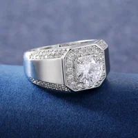 Luxury 925 Sterling Silver Men AAA Crystal Zircon Stone Wedding Ring Brilliant Noble Engagement Engage Party Plata Rings Stamp 6