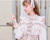 Sweet Cute Girls Short Sleeve Tops Japanese Style Mine Mass-Produced 2025 Summer Kawaii Slimming Lace Off-Shoulder Shirt - Image 6