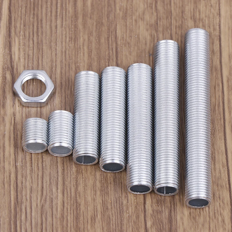 M10 Lamp Tooth Tube Metal Hollow Threaded Tube Screw Nut Lamp Cap Galvanized Chandelier Connect Rod Fixed Base 10Pcs led lamp accessories,lamp cap