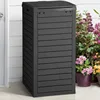38 Gallon Large Outdoor Trash Can, Waterproof Resin Hideaway Garbage Bin with Lid and Drip Tray, Outside Trash Bin for Porch 1