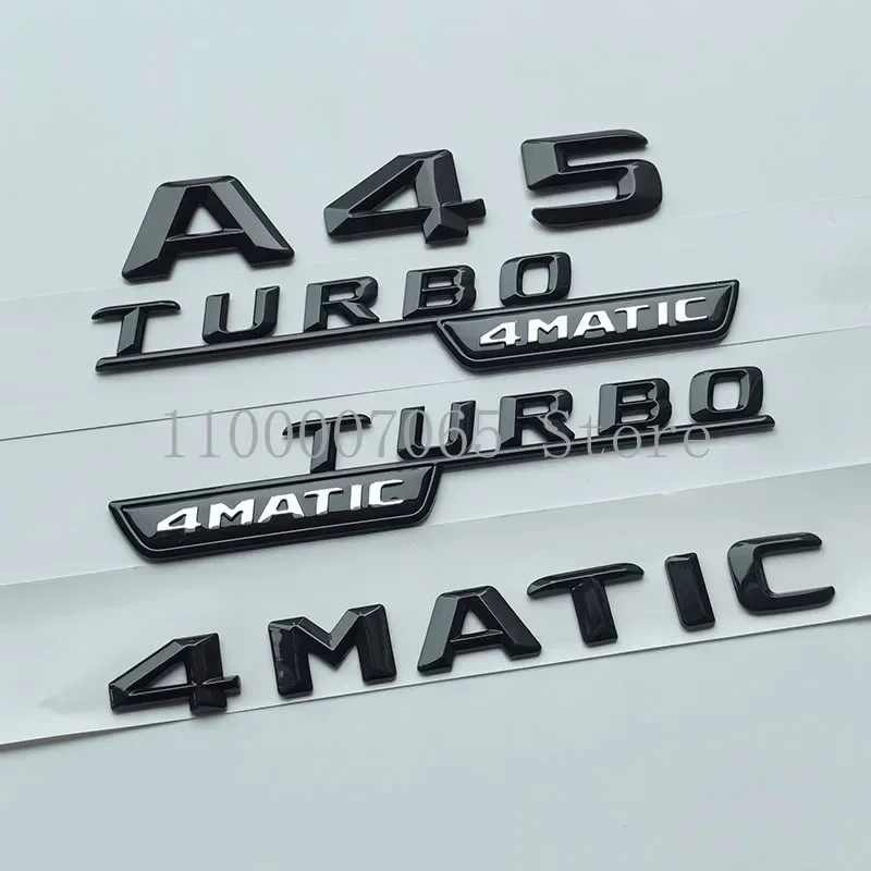 2015 Lettere Nere Lucide A45 Turbo 4Matic Top Abs Emblema Per Mercedes Benz Amg Car Fender Tronco Posteriore W176 W177 Logo Sticker