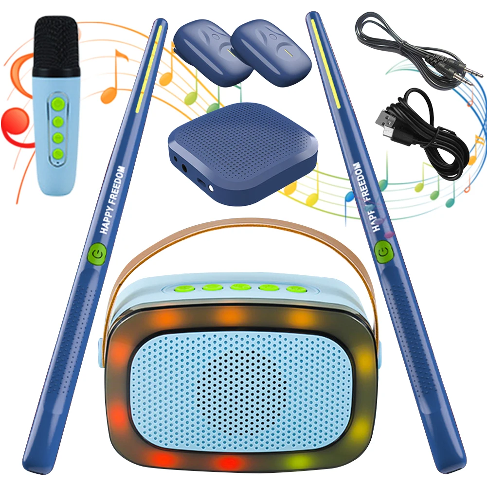 Professional Pocket Drum Set Air Drum with Drumsticks Pedals Set with Speaker Microphone Audio Converter Drumstick
