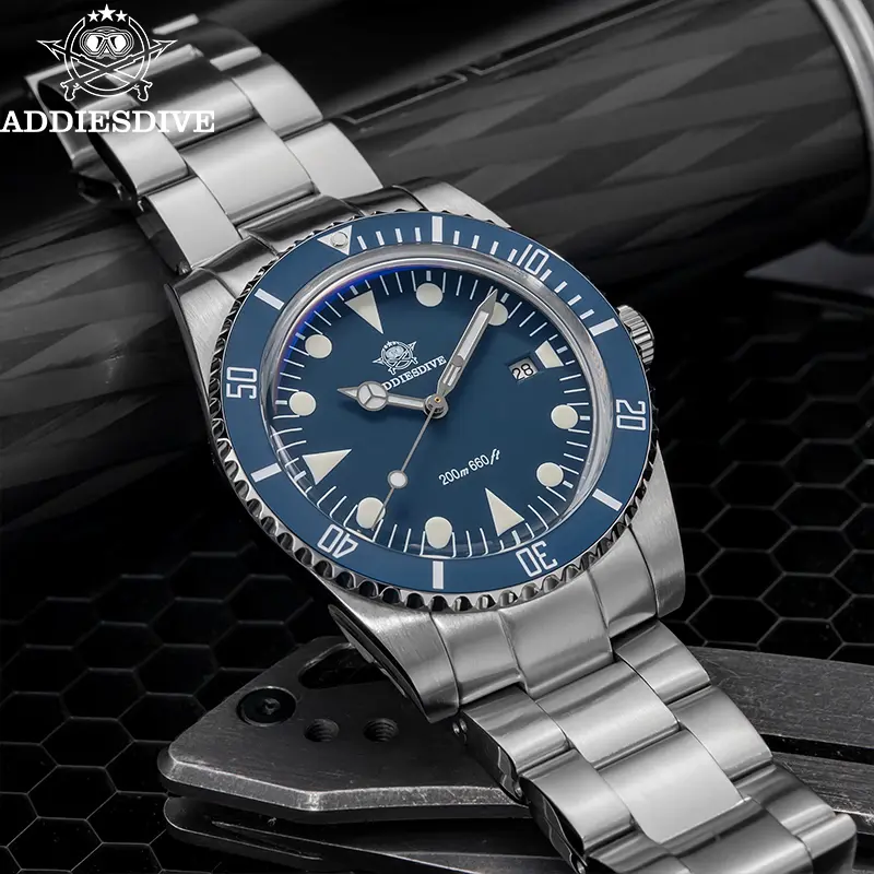 ADDIESDIVE Men's Diving Watch Stainless Steel Ceramic Bezel Quartz Watch Men's BGW9 Luminous 200m Waterproof  Men's Watch - Image 2