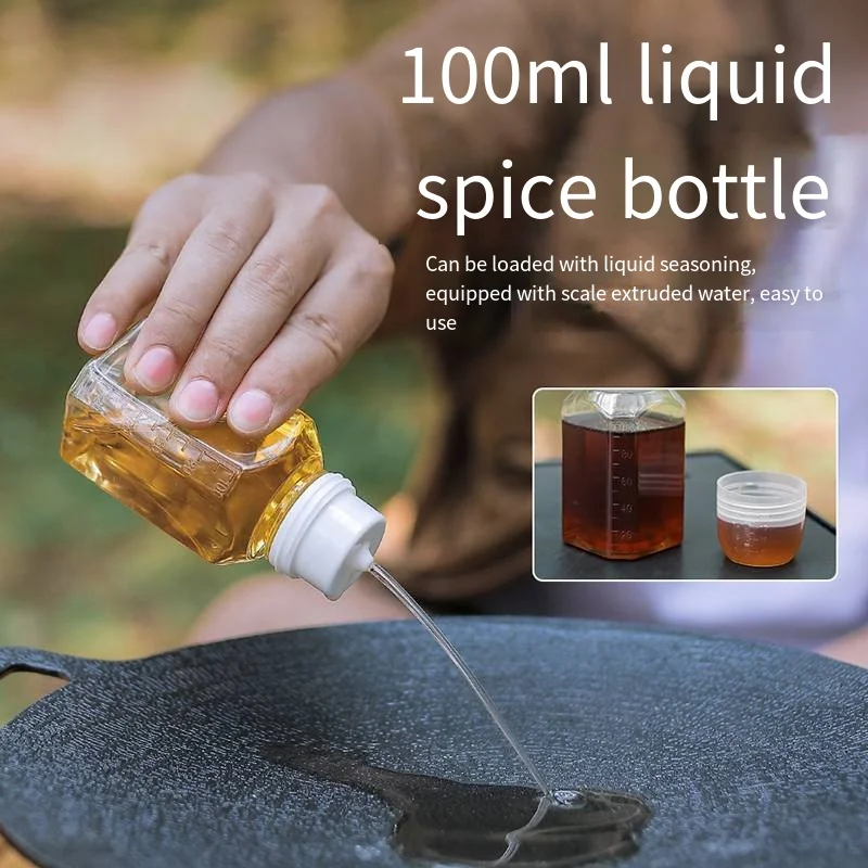 9Pcs Separable Spice Storage Bag Built-in Mesh/Side Pocket Spice Kit 100ml Bottle for Home Kitchen Camping BBQ Traveling Utensil