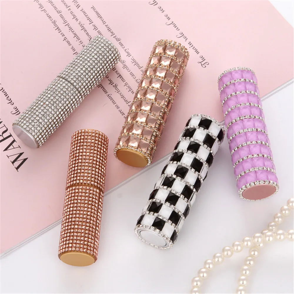 8ml Portable Shiny Diamond Glass Refilable Perfume Bottle Spray Pump Empty  Rotating Vial Atomizer Cosmetic Container For Travel