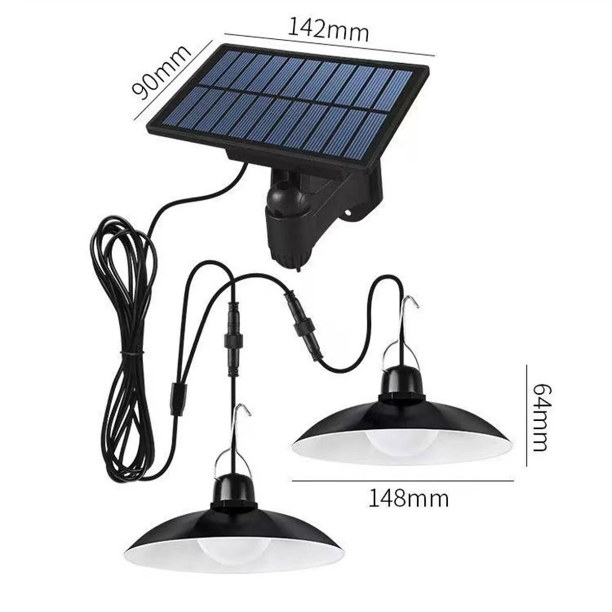 BAAU Solar Pendant Light Outdoor Waterproof LED Lamp Double- Chandelier Decorations for Outdoor Shed Barn Room